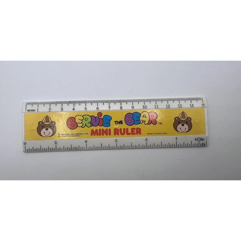 Vintage Bernie The Bear Plastic Multi‎ Colored Mini Ruler 1983 Office Tools Cute